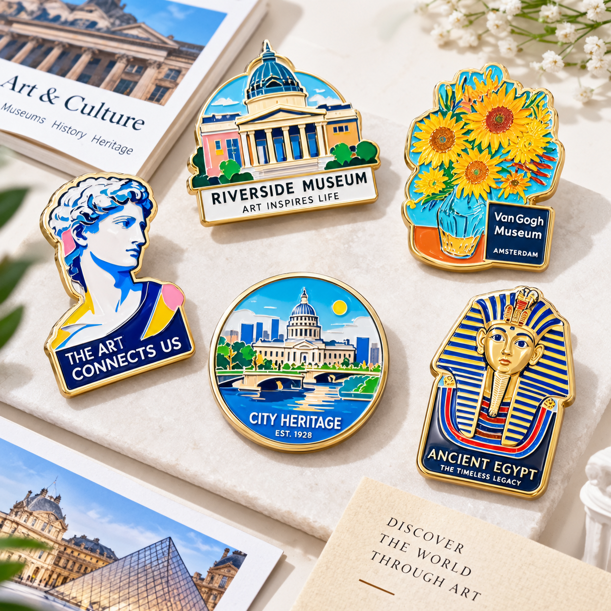 Museum Souvenir Pins design examples