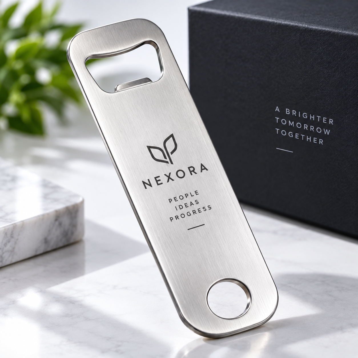Stainless steel bottle opener example