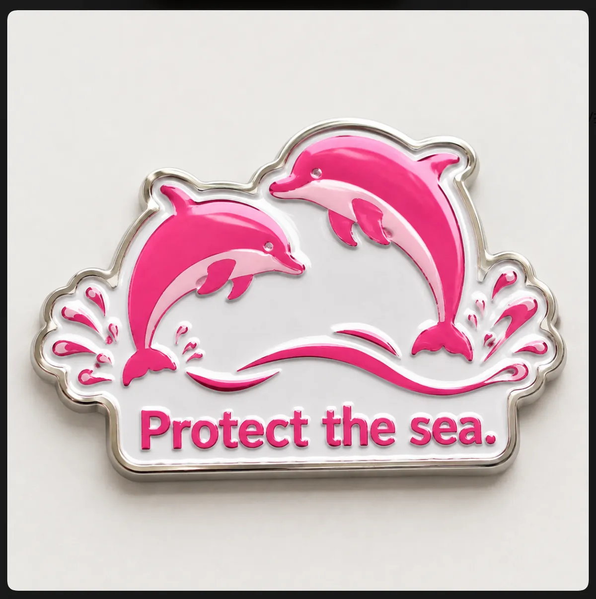 Pink dolphin iron UV printed fridge magnet